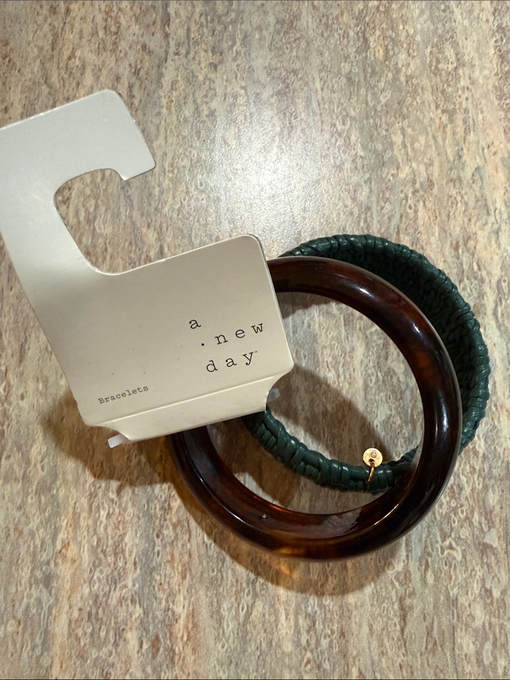 a new day Green Braided and Tortoiseshell Bangle Set